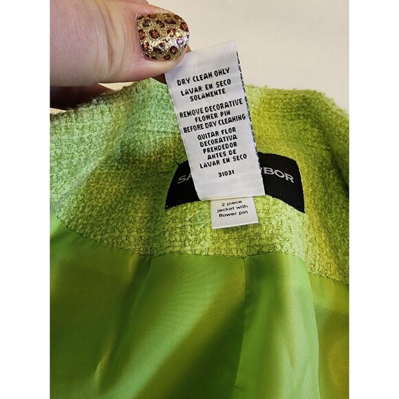 Sag Harbor Sz 8 Blazer Jacket Waffle Knit Fray Trim Pockets Chic Easter Pastel - Picture 11 of 12